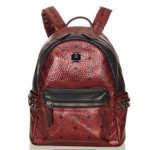MCM stark small visetos metallic red backpack
